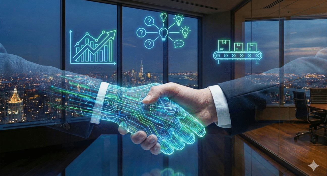 IA e o ser humano se ajudando com tarefas do dia a dia