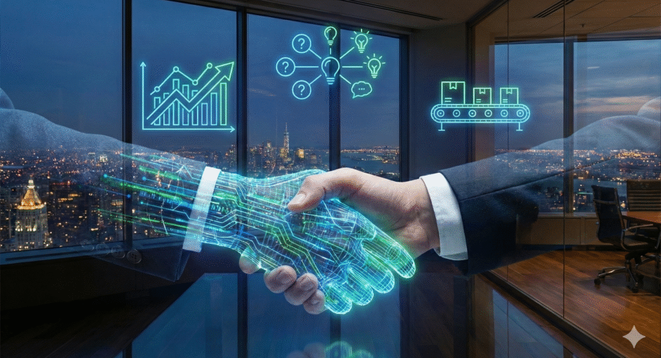 IA e o ser humano se ajudando com tarefas do dia a dia