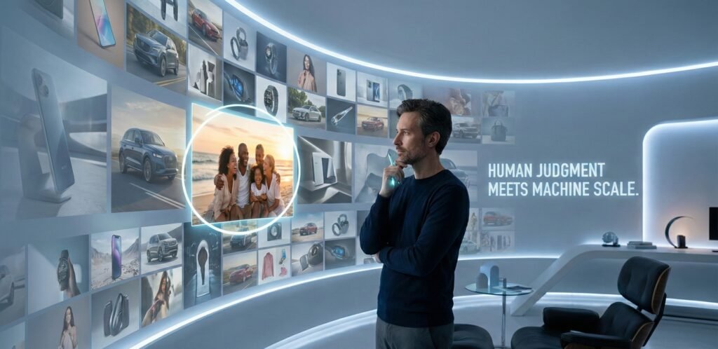 Representação de IA dentro do marketing com a visao humana apenas no gerenciamento