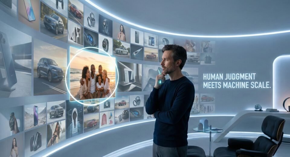 Representação de IA dentro do marketing com a visao humana apenas no gerenciamento